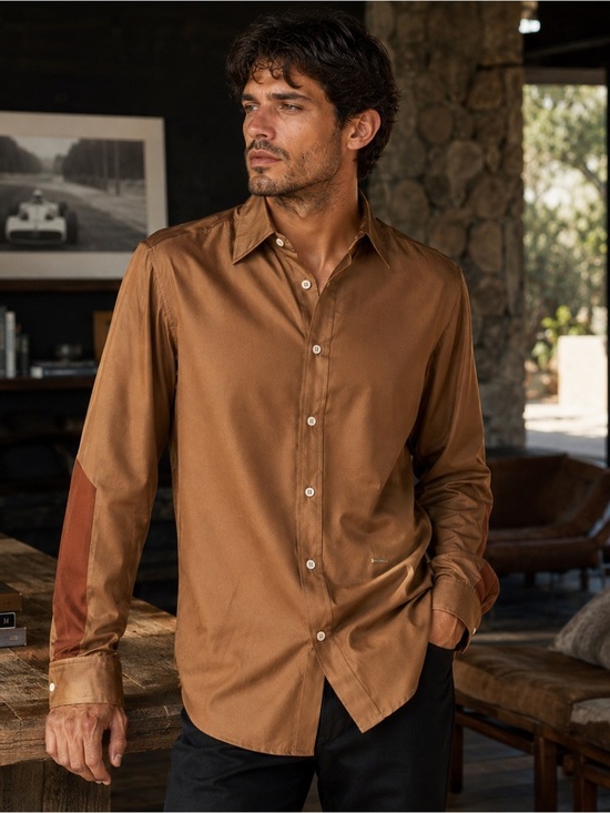 DSQUARED2 Other - Dsquared2 Satin Feel Colorblock Button Front Shirt Men’s Size 50 Italy Bronze